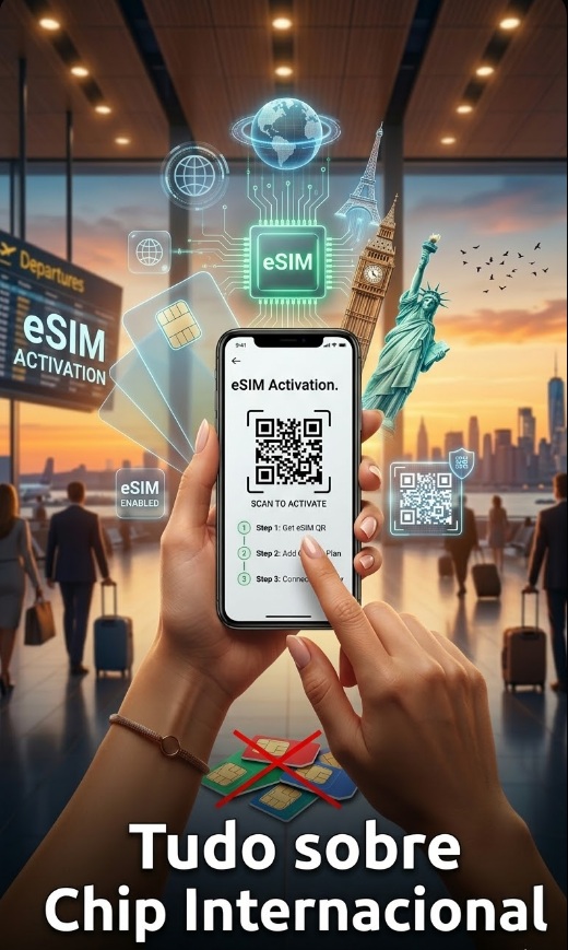 Representação 3D de contas globais com moedas, cartão internacional e globo terrestre.