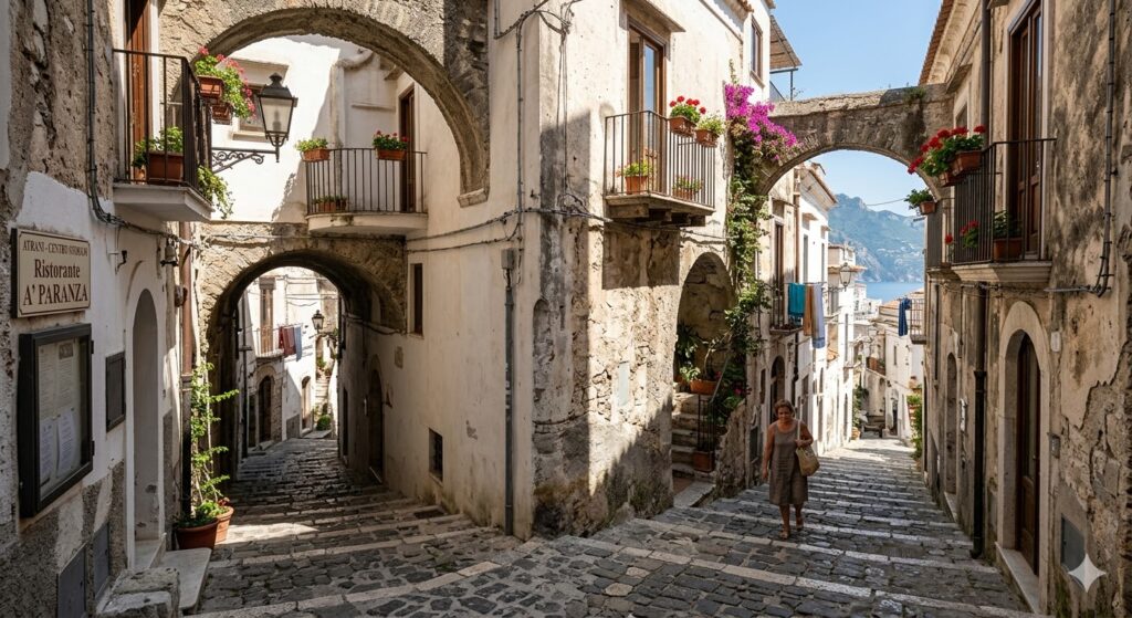 Destinos de Séries para Visitar em 2026: O Guia do Set-jetting Vila de Atrani na Costa Amalfitana, um dos destinos de séries mais elegantes de 2026.