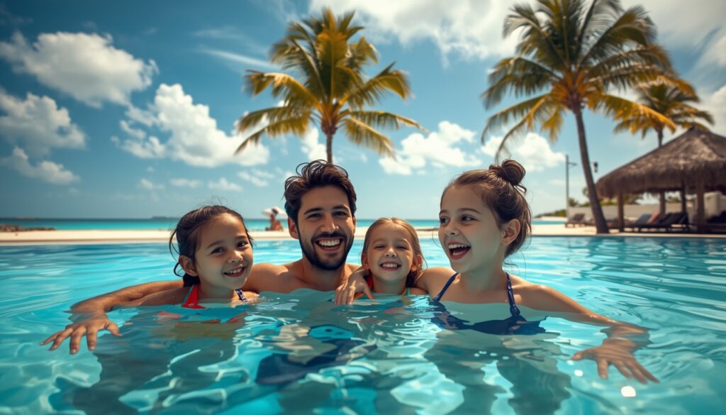 Família na praia do Algarve Portugal — melhor destino europeu para viajar em família em 2026