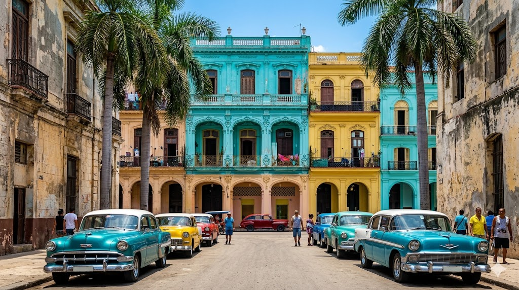 Havana Cuba com carros antigos nas ruas — como viajar para Cuba em 2026