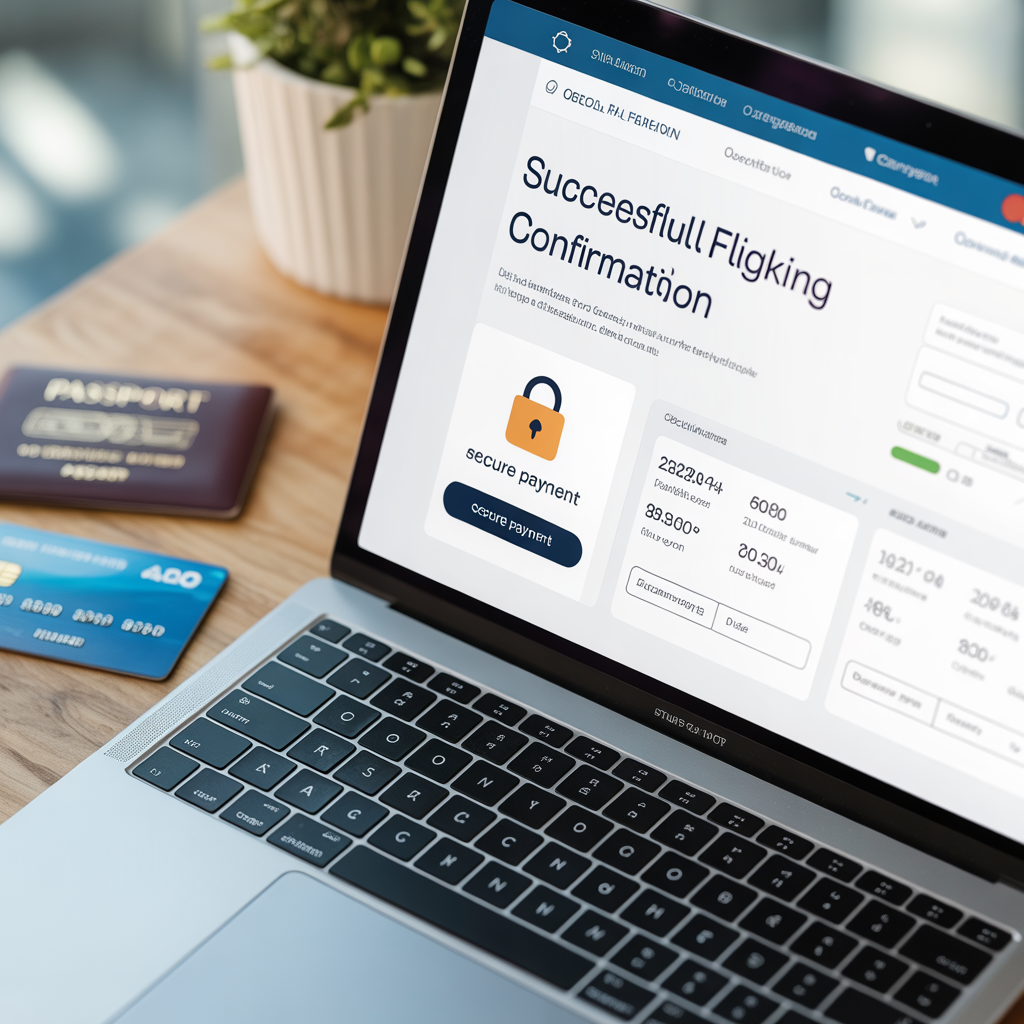 ✈️ Google Voos em 2026: Como usar a Inteligência de Dados para viajar barato Tela de computador mostrando uma reserva de voo confirmada e ícones de segurança digital.