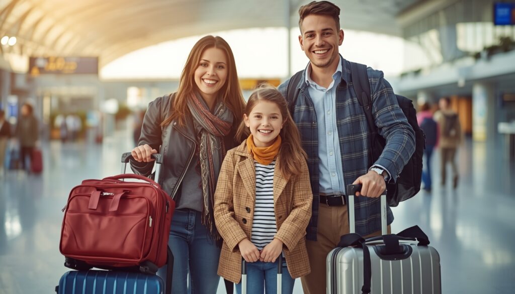 Família viajando com crianças com seguro viagem adequado em 2026