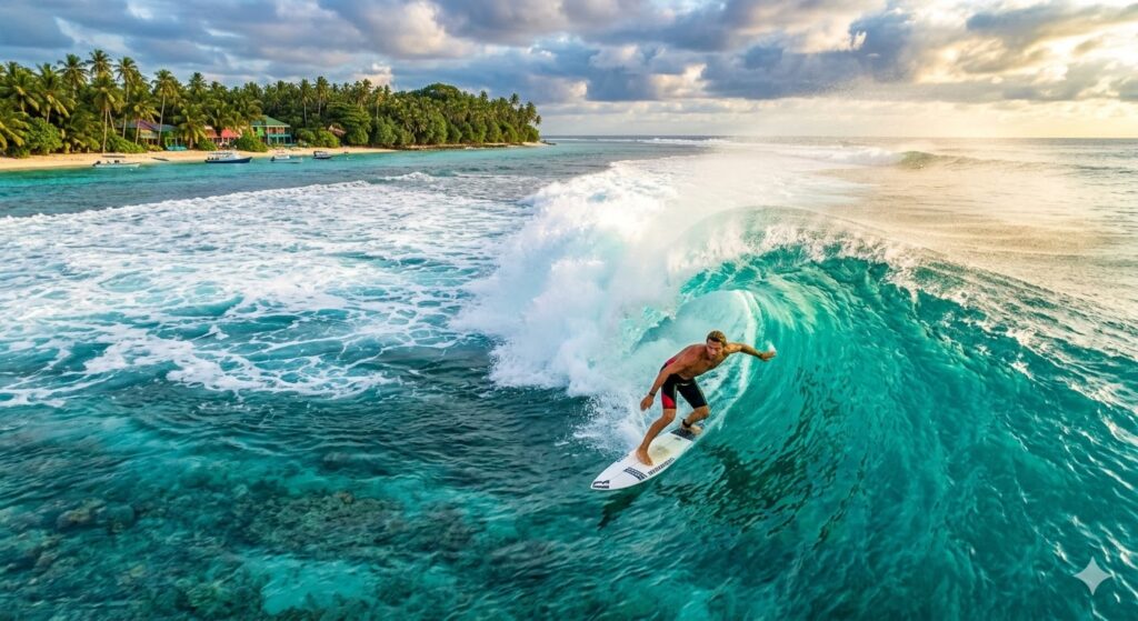 Seguro Viagem para Esportes: Qual Contratar e o que Cobre em 2026 Surfista e mergulhador com seguro viagem para esportes de aventura em 2026