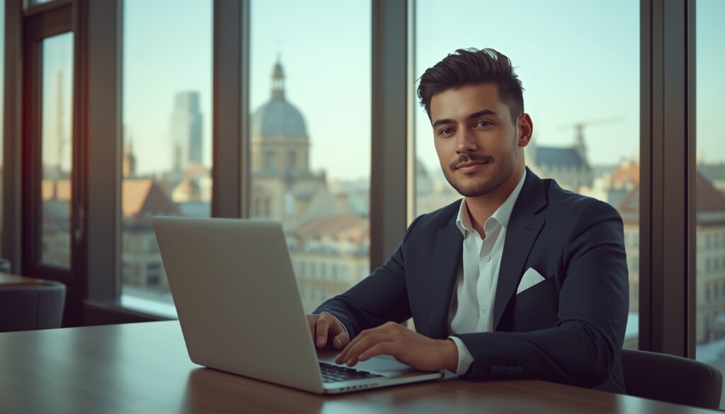 Trabalhar na Europa para Brasileiros: Países, Áreas e Como Conseguir em 2026 Profissional brasileiro trabalhando em tecnologia na Europa em 2026