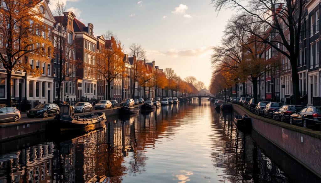 Canais de Amsterdã Holanda com casas históricas — destino mais cobiçado por brasileiros que querem morar na Holanda em 2026