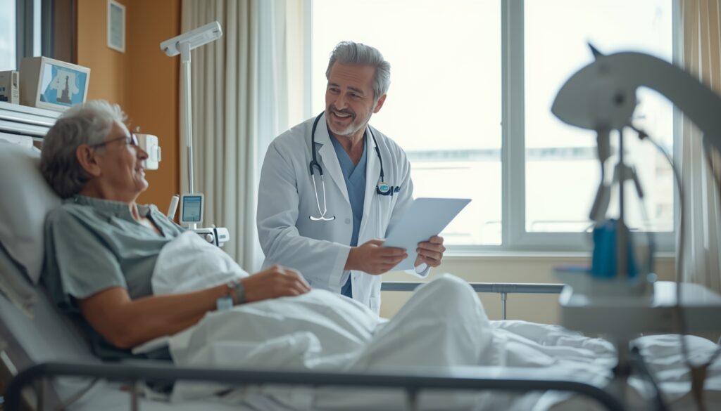 Turista sendo atendido em hospital italiano com médico e enfermeiro — cobertura de despesas médicas e hospitalares é a principal proteção do seguro viagem para a Itália