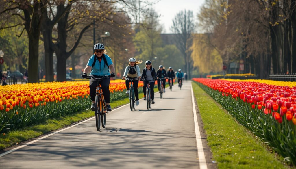 Turistas pedalando em ciclovias na Holanda — seguro viagem com cobertura para ciclismo indispensável para brasileiros em 2026