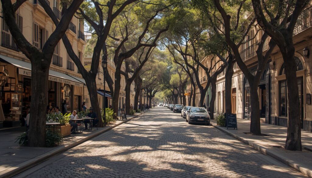 Rua arborizada do bairro Palermo em Buenos Aires — aluguel e custo de vida em 2026