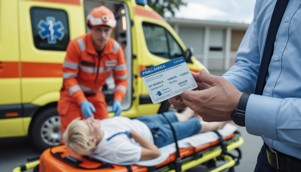 Viajante brasileiro em emergência médica no exterior acionando seguro viagem pelo celular — passo a passo 2026