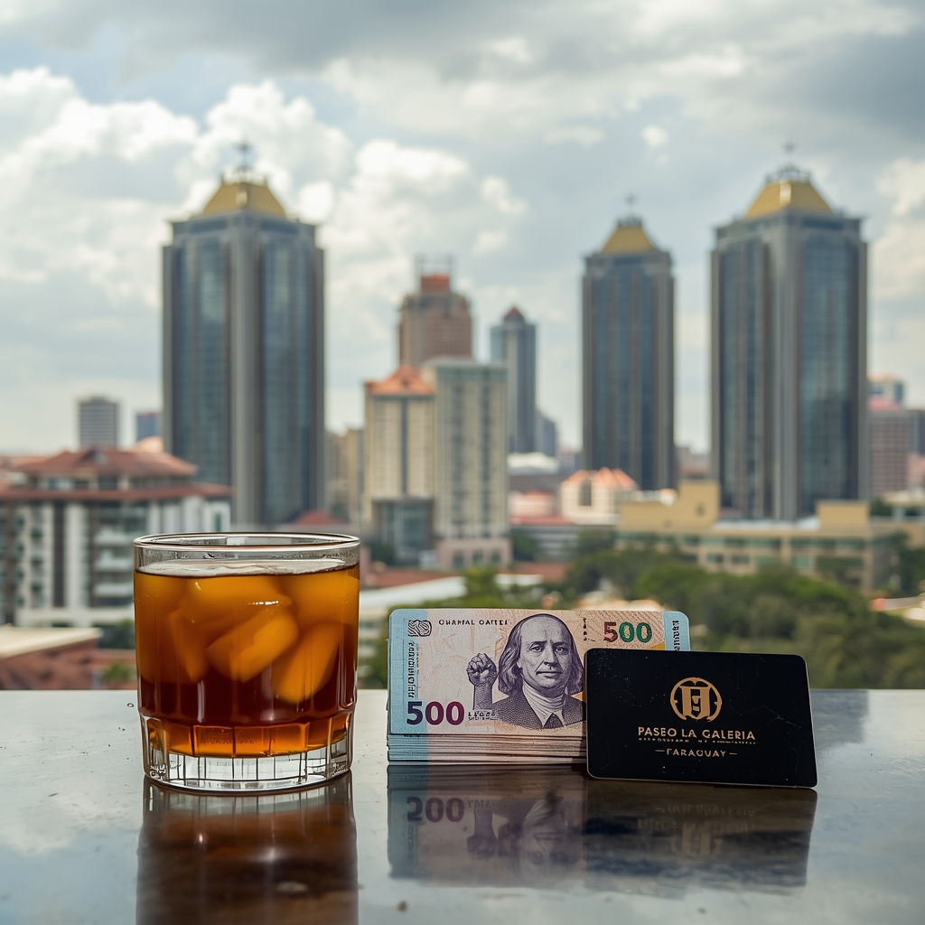 🌎 Lugares Baratos para Viajar na América do Sul em 2026: 10 Destinos Onde o Real Rende Mais Skyline moderno de Assunção e tereré, destacando o luxo acessível no Paraguai.