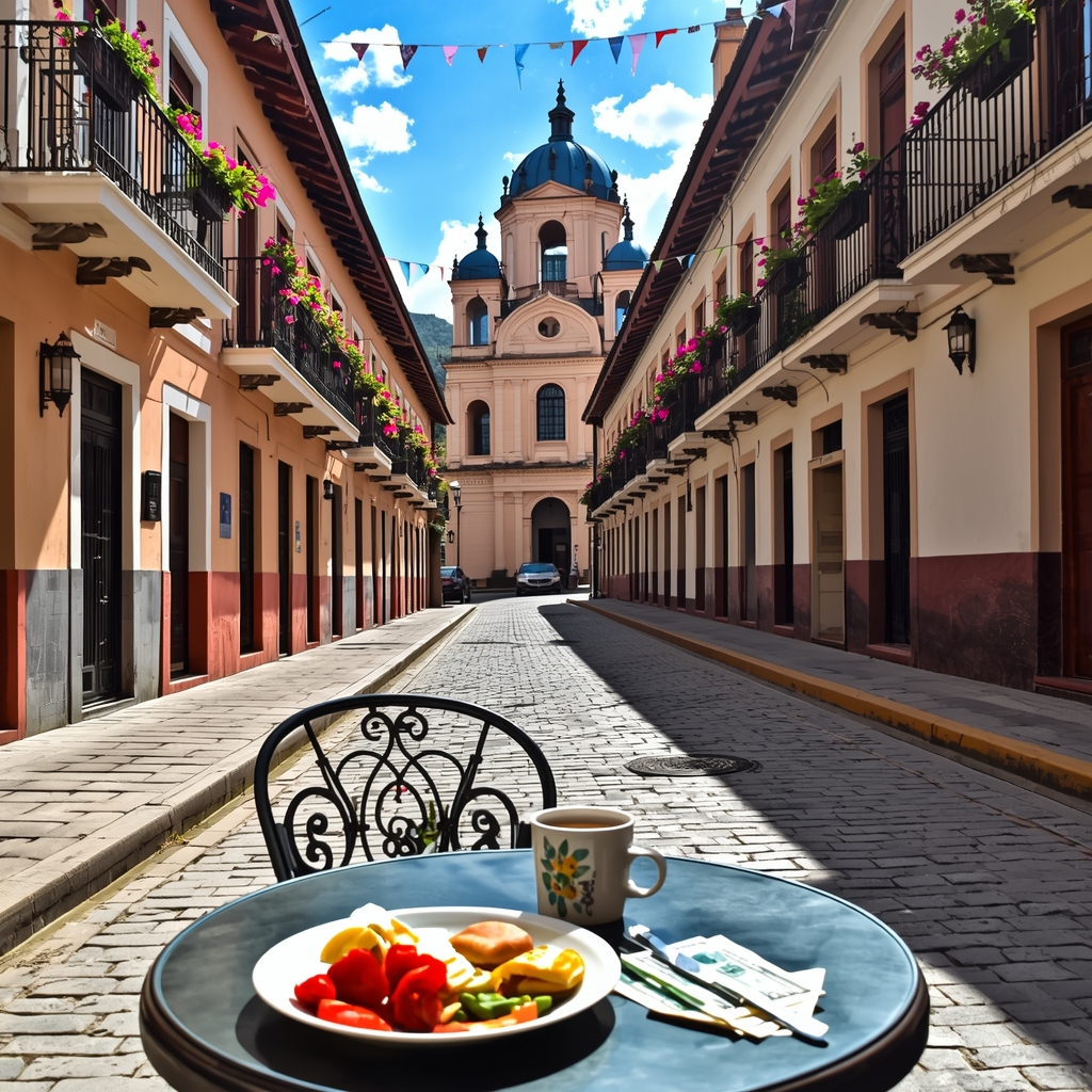 🌎 Lugares Baratos para Viajar na América do Sul em 2026: 10 Destinos Onde o Real Rende Mais Catedral de Cuenca e rua colonial, ilustrando o baixo custo de vida no Equador para brasileiros.