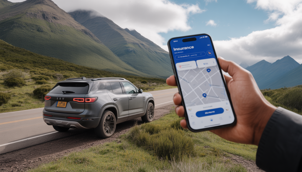 Carro brasileiro em estrada argentina ilustrando a necessidade de seguro viagem para a Argentina de carro.