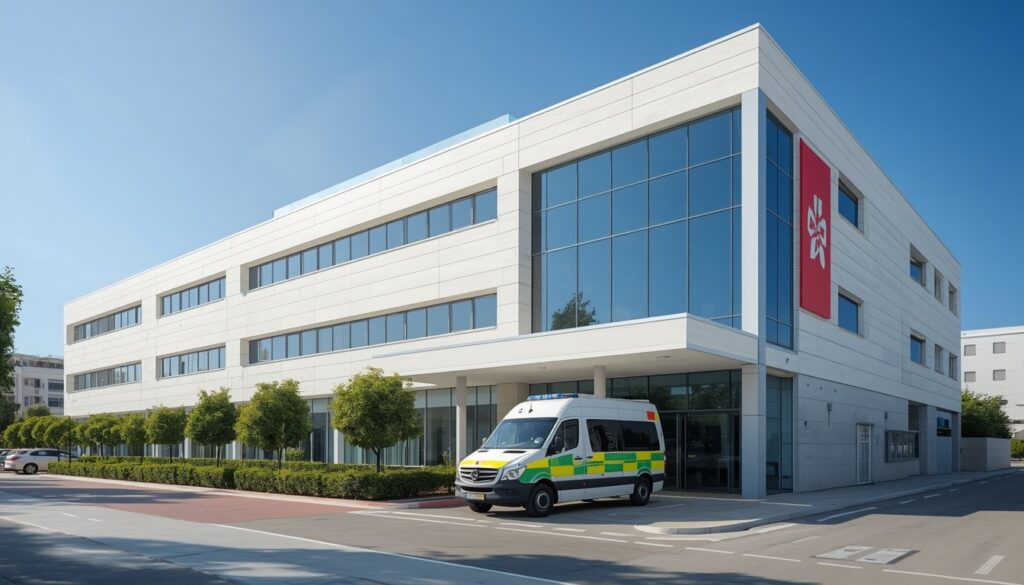 Fachada do Hospital Mater Dei em Malta, principal hospital público do país onde o seguro viagem é acionado