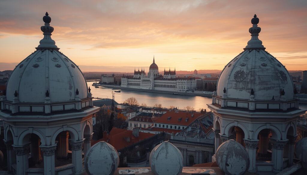 Vista panorâmica de Budapeste a partir do Bastião dos Pescadores com o Parlamento ao fundo em 2026