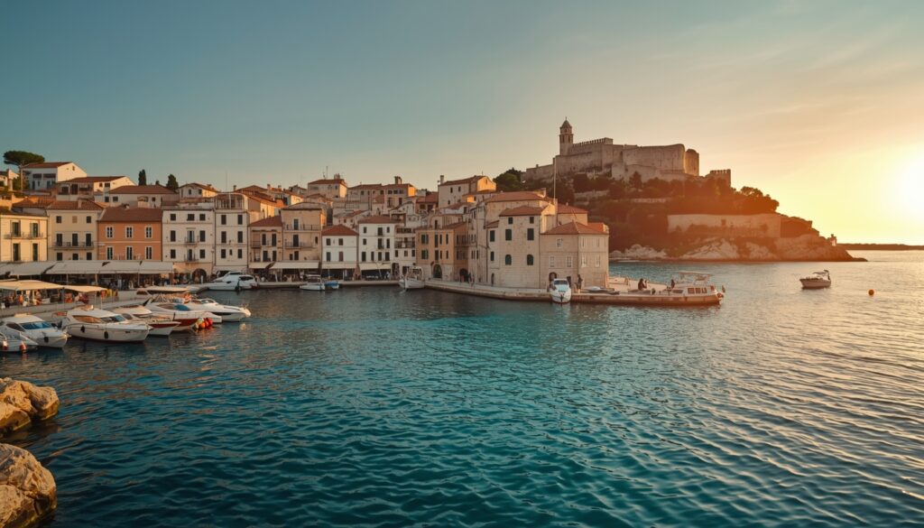 Ilha de Hvar Croácia porto com barcos e cidade medieval — melhor ilha para brasileiros que viajam para a Croácia em 2026