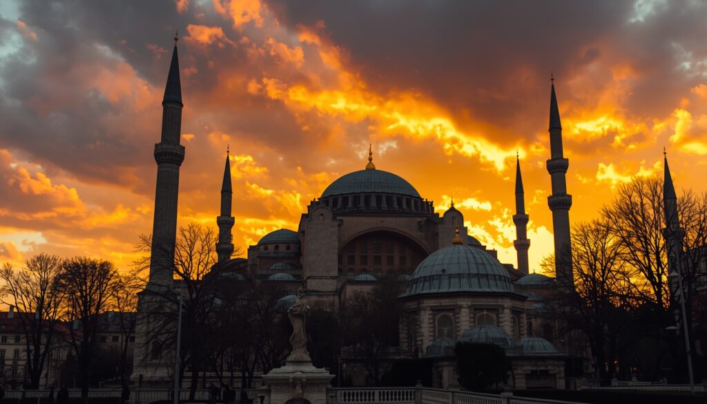 Hagia Sophia Istambul Turquia ao pôr do sol — principal atração para brasileiros que viajam para a Turquia em 2026