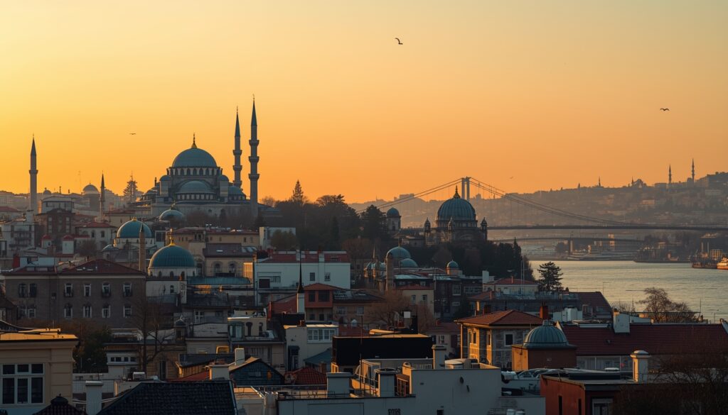 Istambul skyline com mesquitas e Bósforo — seguro viagem para Turquia indispensável para brasileiros em 2026