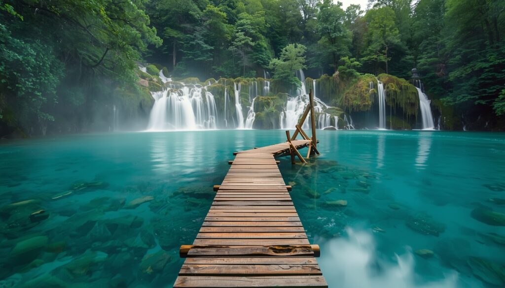Lagos de Plitvice Croácia cachoeiras e trilhas de madeira sobre lagos turquesa — Patrimônio UNESCO e destino imperdível para brasileiros em 2026