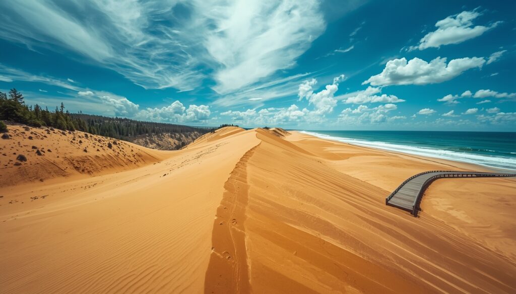 Dunas de areia gigantes da Península de Néringa na Lituânia com o Mar Báltico ao fundo em 2026
