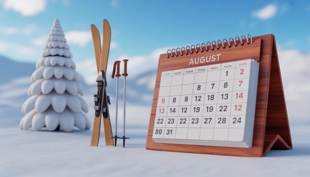 ❄️ Bariloche 2026: Guia Completo com Roteiro, Preços e Dicas de Neve Infográfico visual mostrando que agosto é o melhor mês para ver neve acumulada em Bariloche.