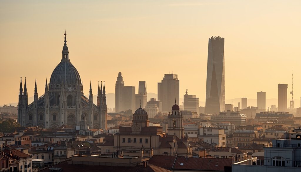 Milão Itália skyline com Duomo — principal polo de trabalho para brasileiros na Itália em 2026