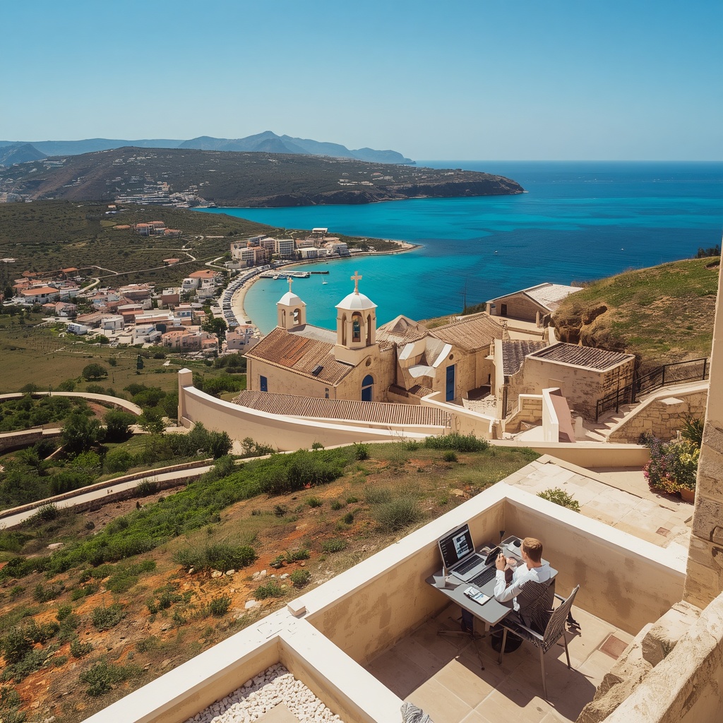 morar em Malta Paisagem da ilha de Gozo em Malta, destino ideal para nômades digitais que buscam tranquilidade