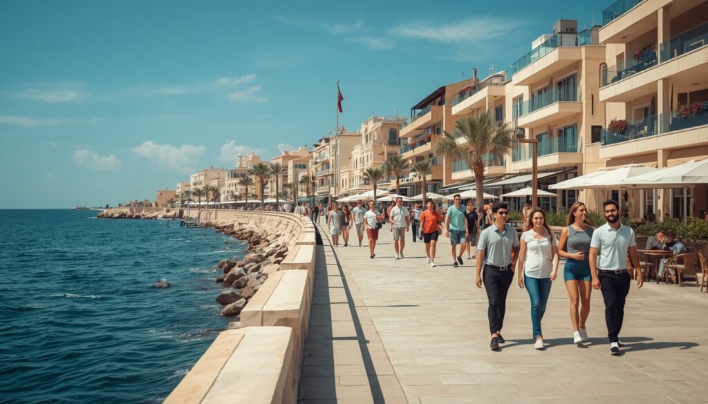 Orla marítima do bairro de Sliema em Malta, um dos bairros preferidos por expatriados e brasileiros