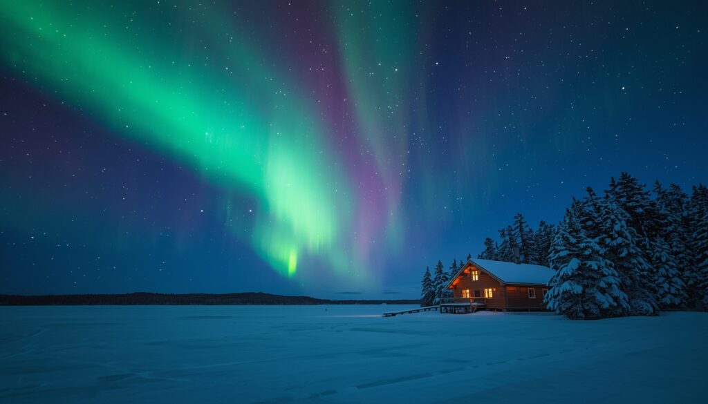 Aurora boreal verde sobre o céu de Tromsø na Noruega durante o inverno de 2026