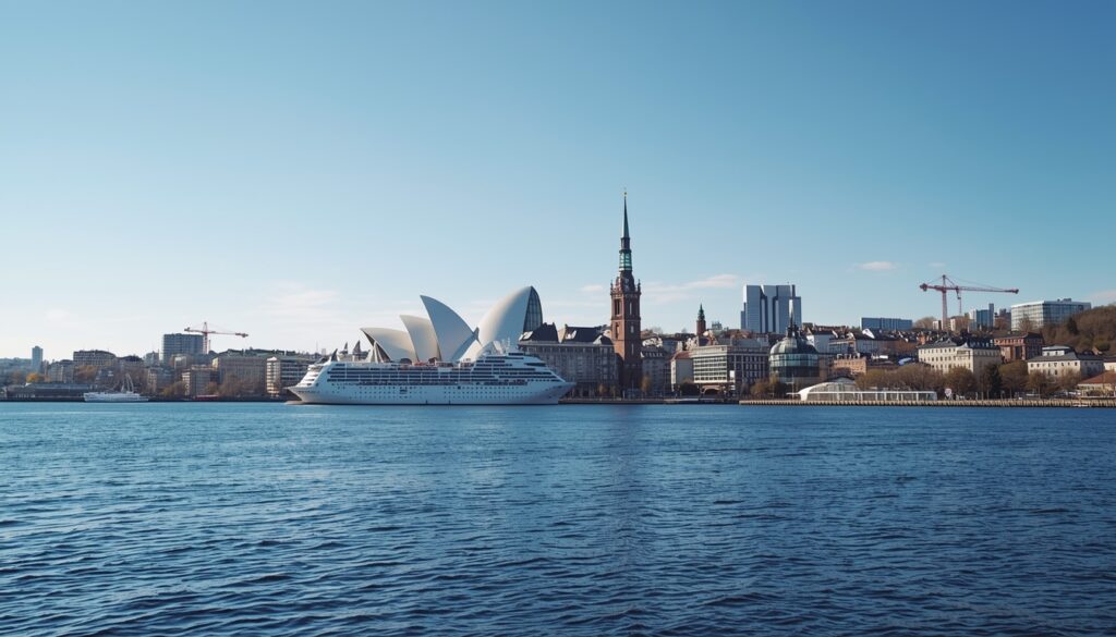 Oslo Noruega skyline com porto e arquitetura moderna — principal polo de trabalho e oportunidade para brasileiros que querem morar na Noruega em 2026