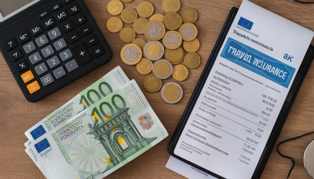 🛡️ Seguro Viagem para Polônia 2026: Guia de Preços, Regras e o Melhor Custo-Benefício Tabela de preços e moedas ilustrando quanto custa o seguro viagem para a Polônia.