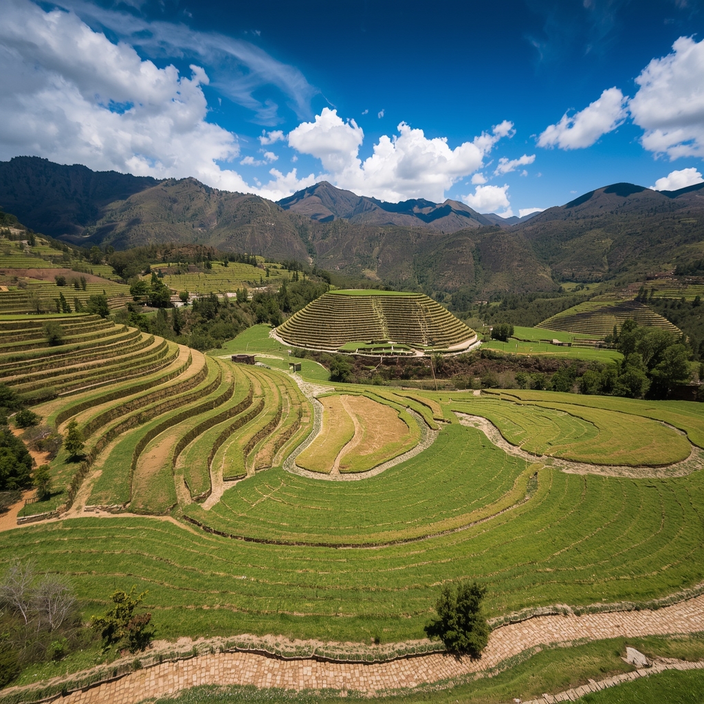 Terraços circulares de Moray, um dos principais pontos turísticos do Vale Sagrado no Peru.
