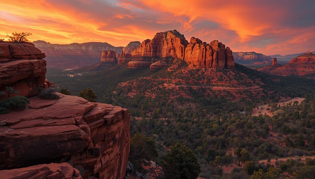 Sedona Arizona Red Rocks ao pôr do sol dourado — lugar romântico na América do Norte para casais