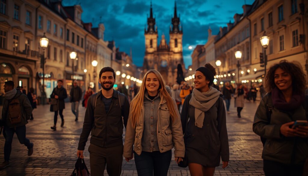 🛡️ Seguro Viagem para Polônia 2026: Guia de Preços, Regras e o Melhor Custo-Benefício Turistas caminhando com segurança pela praça central de Cracóvia, Polônia.