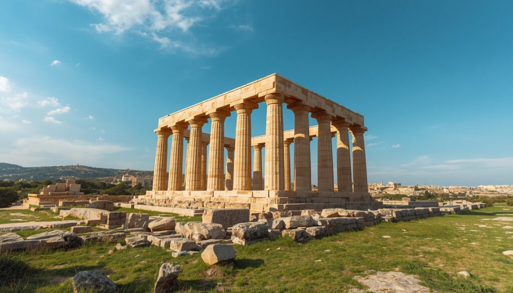 Templos megalíticos de Hagar Qim em Malta, construídos por volta de 3600 a.C. e considerados Patrimônio Mundial da UNESCO — uma das atrações mais antigas do mundo para quem viaja para Malta