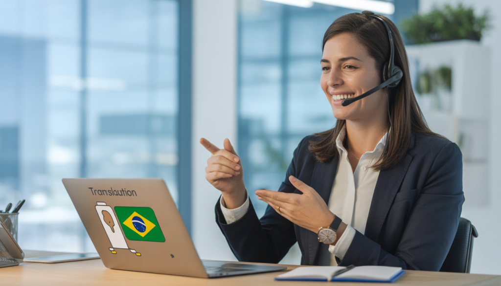 Brasileiro trabalhando em escritório em Buenos Aires usando o português como ferramenta.