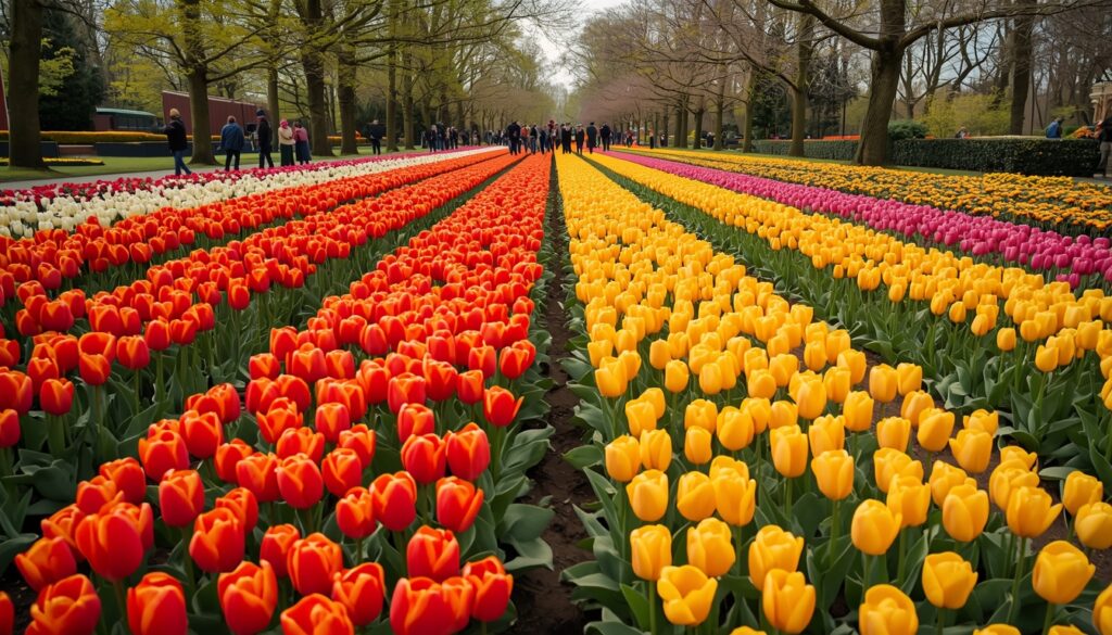 Campos de tulipas coloridas no Keukenhof Holanda — destino primavera que exige seguro viagem Schengen para brasileiros