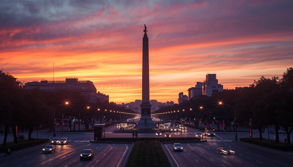 🇦🇷 Viagem para a Argentina 2026: Guia Completo, Roteiros e Câmbio Vista do Obelisco em Buenos Aires durante o pôr do sol.
