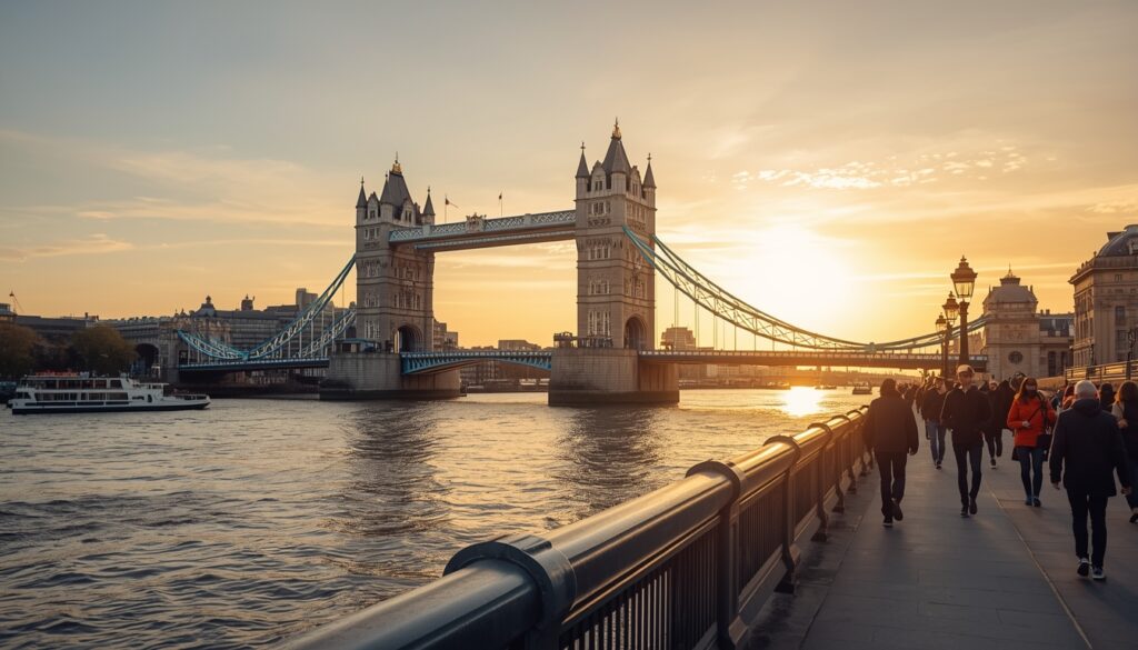 Família brasileira em frente a uma casa típica inglesa com tijolos vermelhos em Londres, representando como morar na Inglaterra em 2026