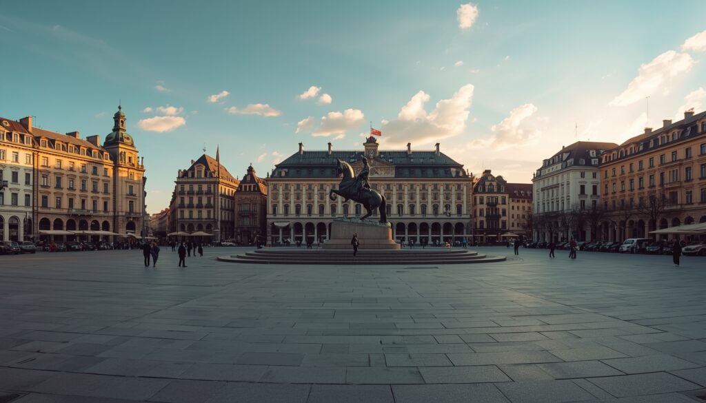 Vista da Praça Ban Jelačić no centro histórico de Zagreb capital da Croácia com arquitetura austro-húngara e vida urbana europeia