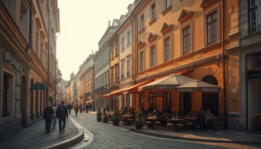  Centro histórico de Lviv, Ucrânia, com ruas de paralelepípedo, arquitetura austro-húngara e cafés abertos, a cidade mais estável para quem cogita morar na Ucrânia em 2026