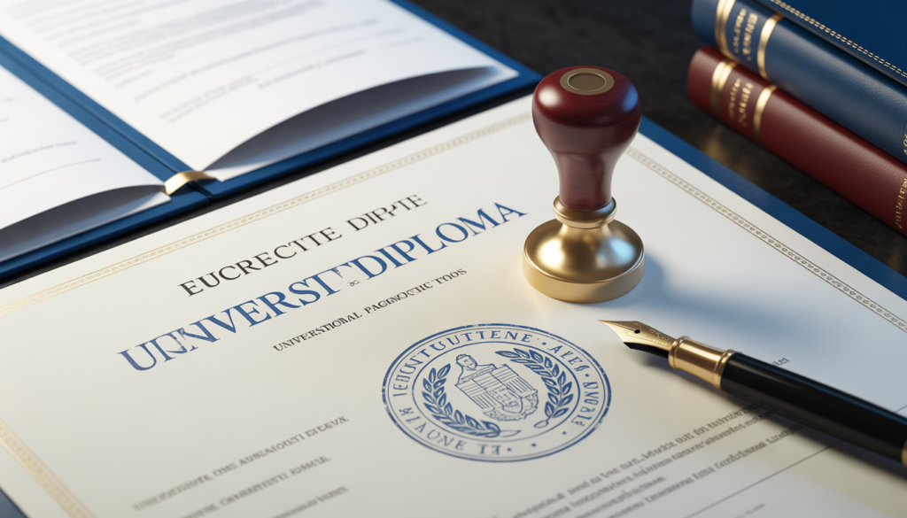 Diploma universitário brasileiro com apostila de Haia sendo preparado para reconhecimento em Luxemburgo, processo de validação de título estrangeiro na Europa