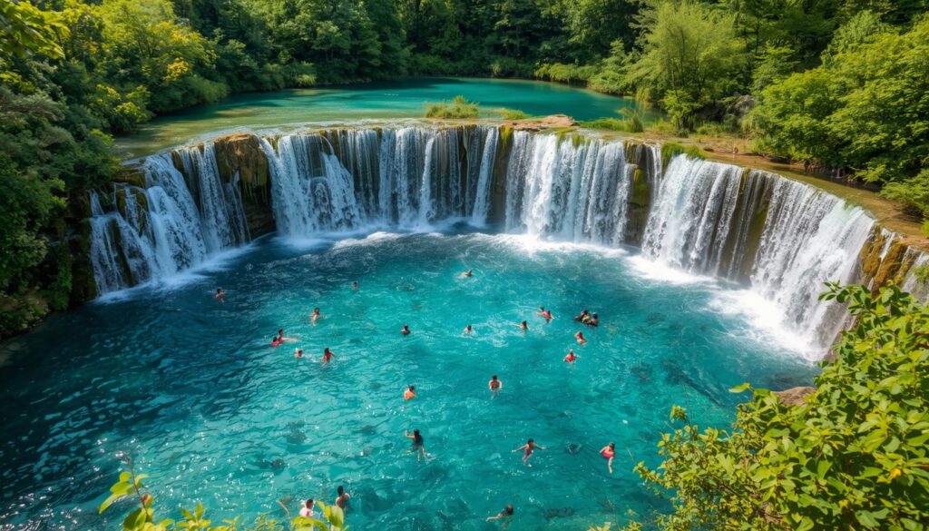 viajar para Bósnia e Herzegovina Cascatas de Kravice na Bósnia e Herzegovina com quedas d
