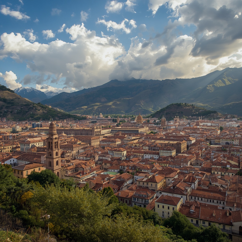 trabalhar no Peru Vista panorâmica de Cusco Peru com telhados coloniais e montanhas andinas ao fundo, cidade de oportunidades de trabalho no setor de turismo em 2026