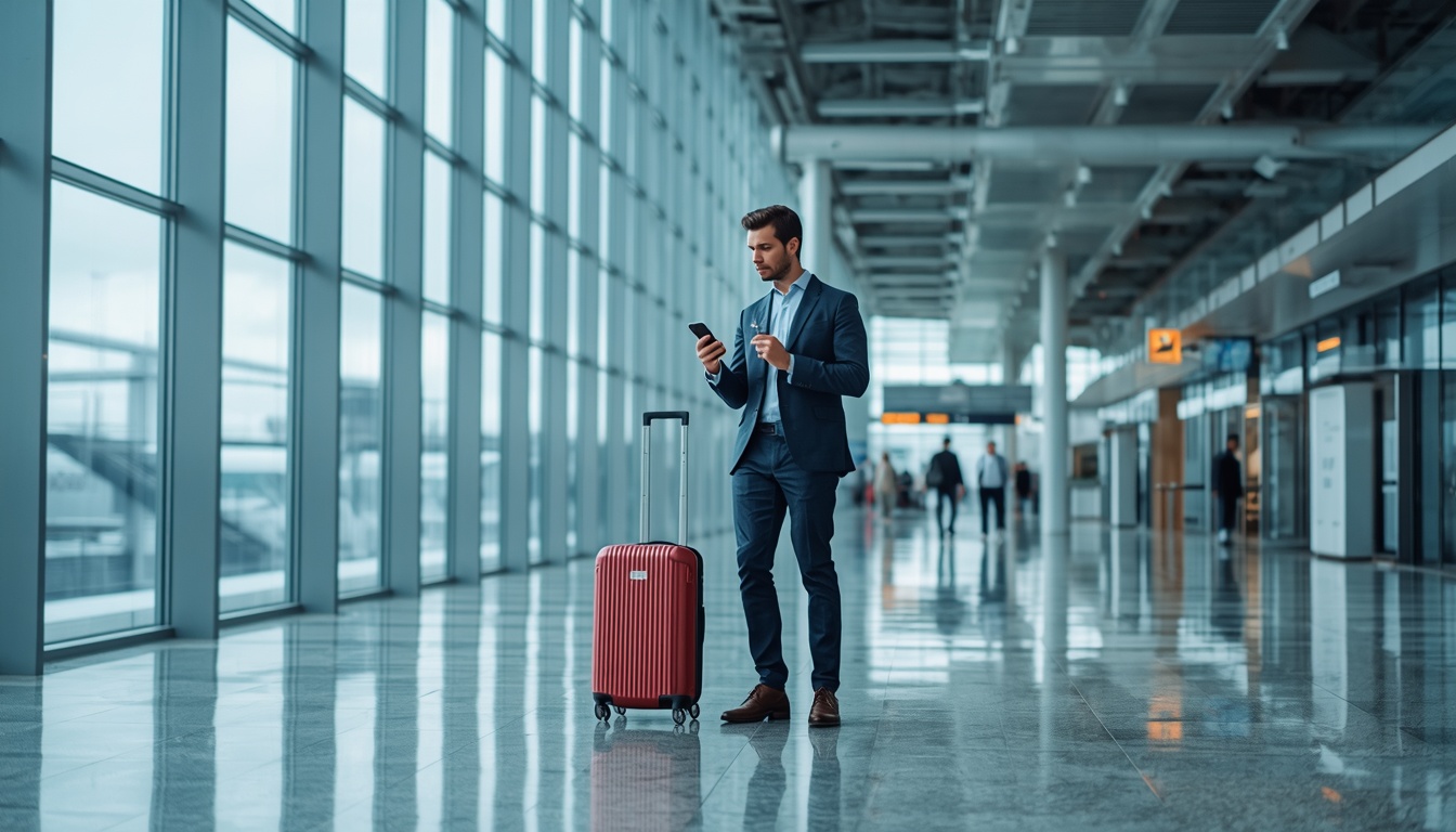 Turista com eSIM para Alemanha ativo no Aeroporto Internacional de Frankfurt em 2026