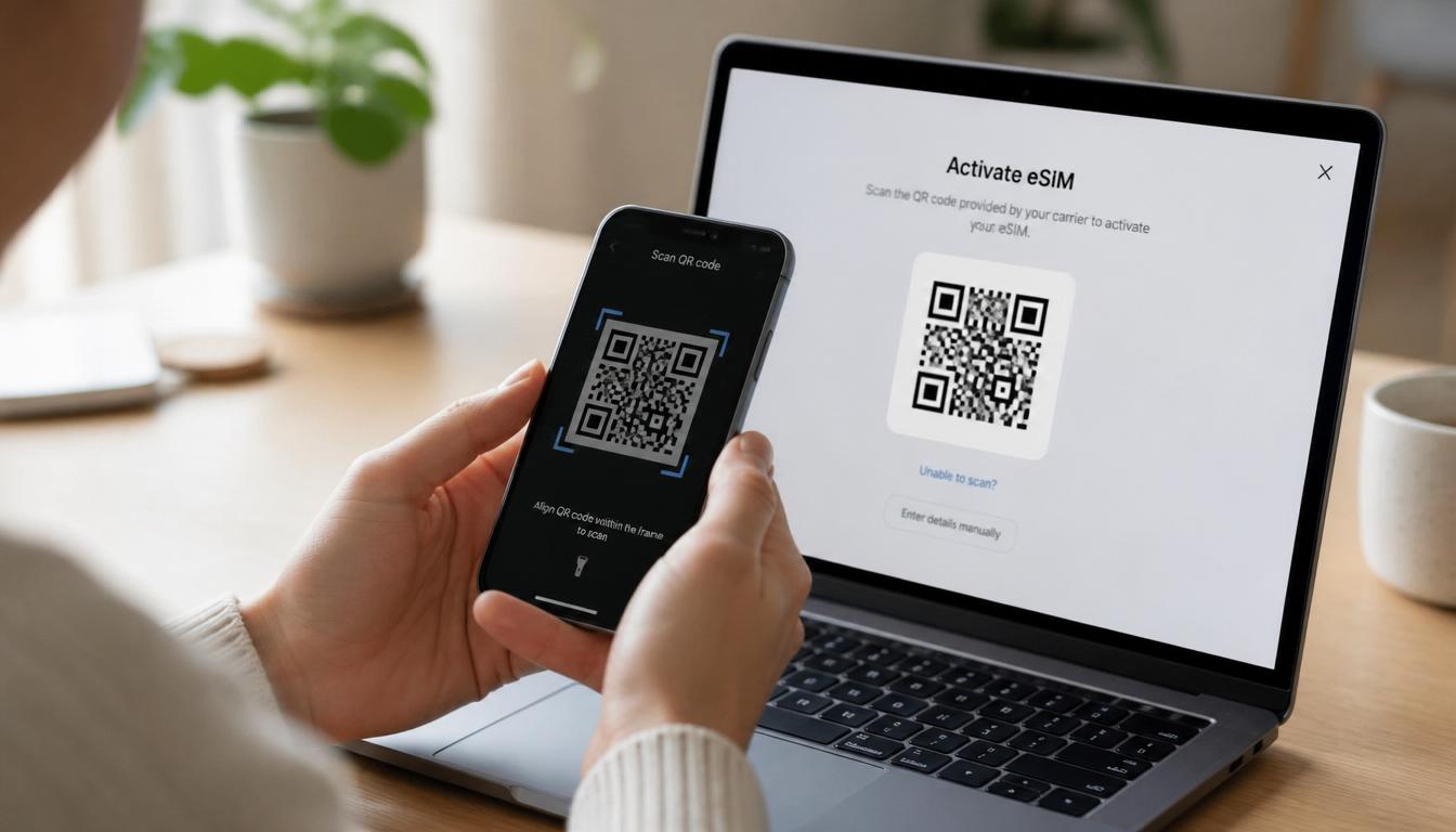 Ativação do eSIM para Bósnia e Herzegovina por QR Code no celular em 2026