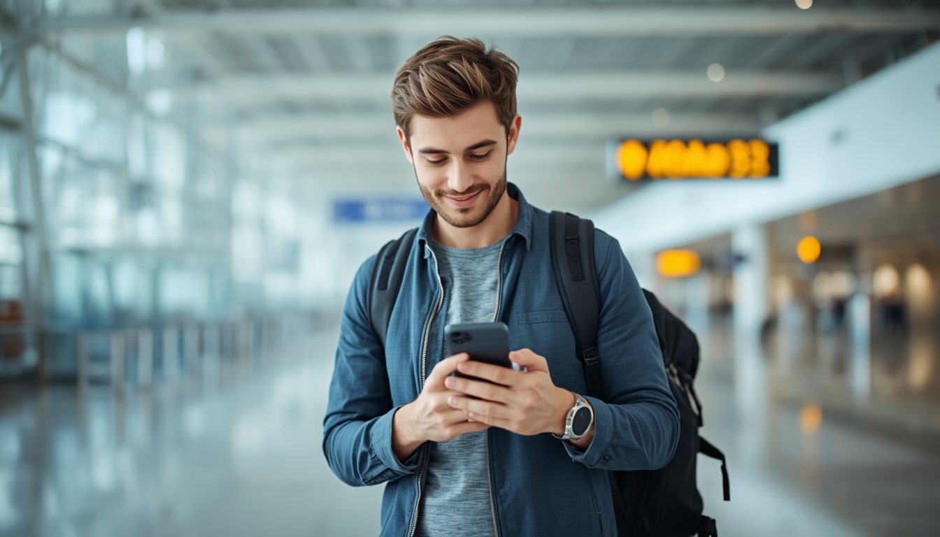 Turista com eSIM para Bulgária ativo no Aeroporto de Sofia desembarcando em 2026
