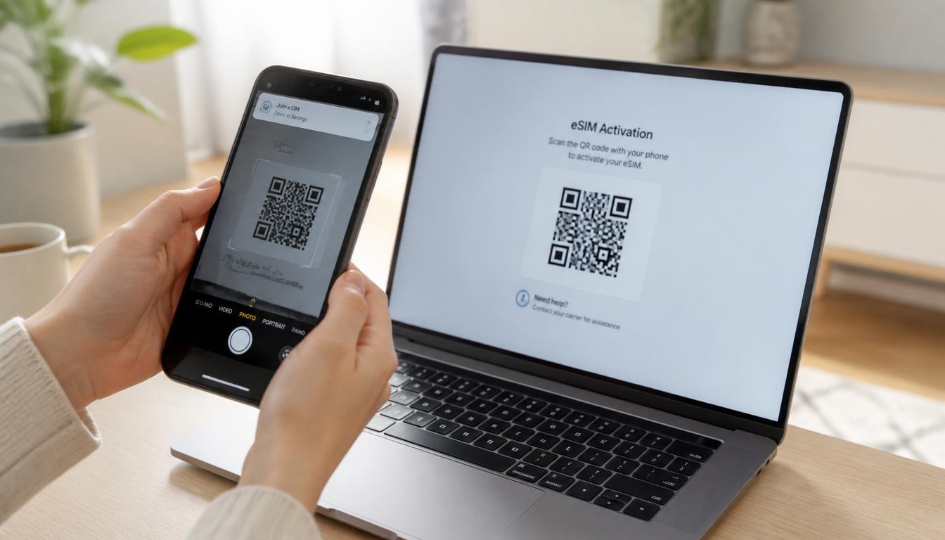 Ativação de eSIM para Finlândia com QR Code — configuração do chip internacional no celular antes de viajar