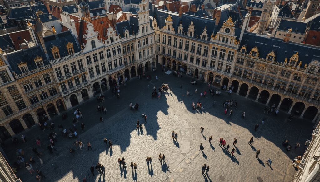 Turistas visitando a Grand Place de Bruxelas na Bélgica, destino que exige seguro viagem com cobertura Schengen para brasileiros