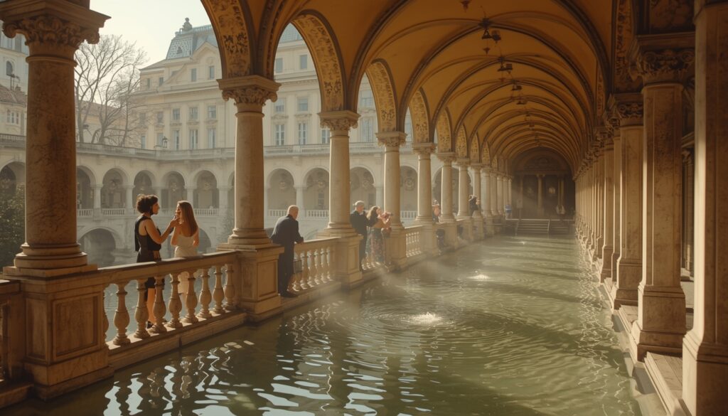 viajar para a República Tcheca Colunata histórica de Karlovy Vary na República Tcheca com visitantes bebendo água das fontes termais, spa town mais famosa da Boêmia