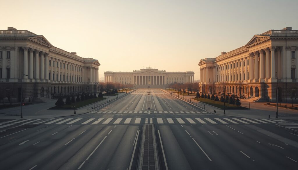 Viajar para Belarus em 2026: Guia Completo para Brasileiros Avenida da Independência em Minsk, Belarus, com prédios monumentais soviéticos e ampla via central, o principal cartão-postal para quem quer viajar para Belarus em 2026